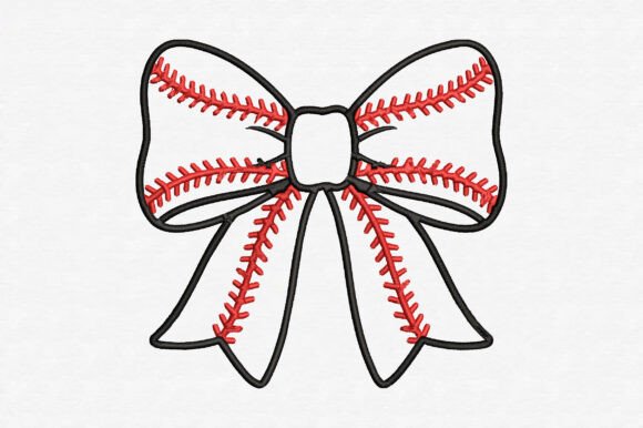 Download Baseball Ribbon Bow Embroidery Design - Design Collection