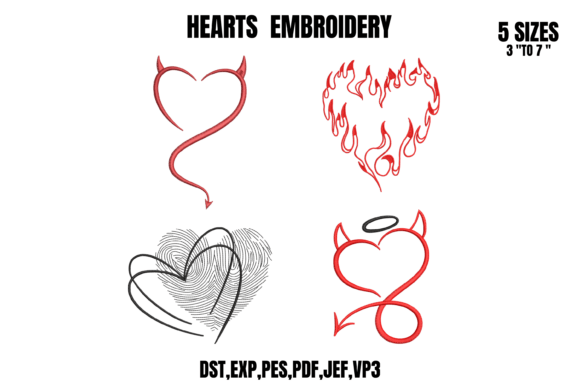 Download Heart Embroidery 4-Design Bundle Art - Design Collection