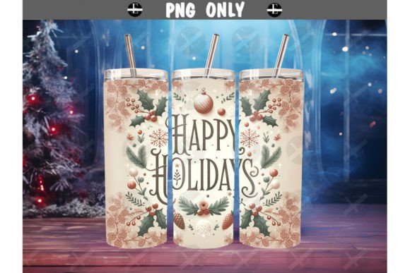 Download Vintage Happy Holidays Tumbler Wrap PNG - Day Collection