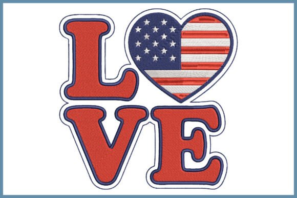 Download 4th of July Love Embroidery Design - Design Collection
