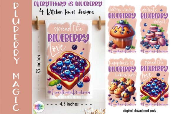 Download Blueberry Kitchen Towels Designs, Baking - Design Collection