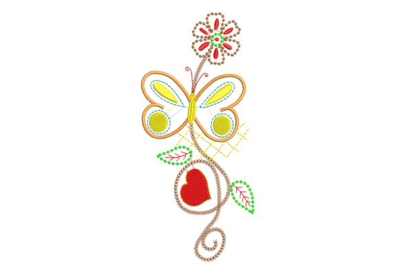 Download Butterfly with Flowers Embroidery Design - Design Collection
