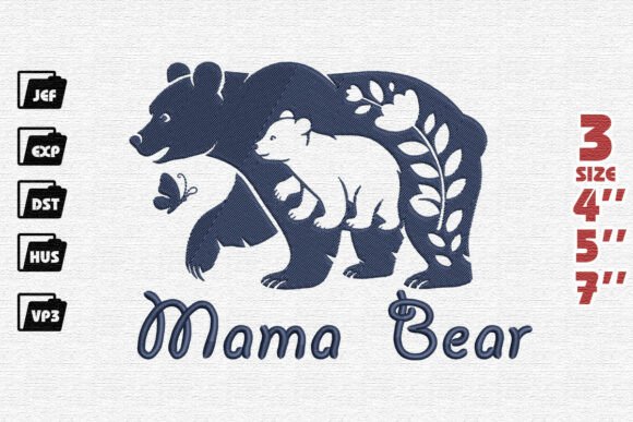 Download Mama Bear and Cub Embroidery Design - Design Collection