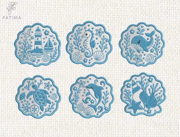 Download Coastal Ocean Embroidery Design Set - Design Collection