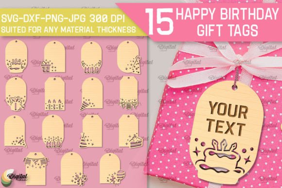 Download Happy Birthday Gift Tags LaserCut Bundle - Day Collection
