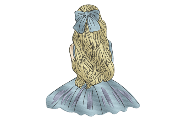 Download Back View Girl Embroidery Design - Design Collection