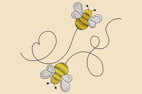 Download Honey Bee Love Embroidery Design - Design Collection