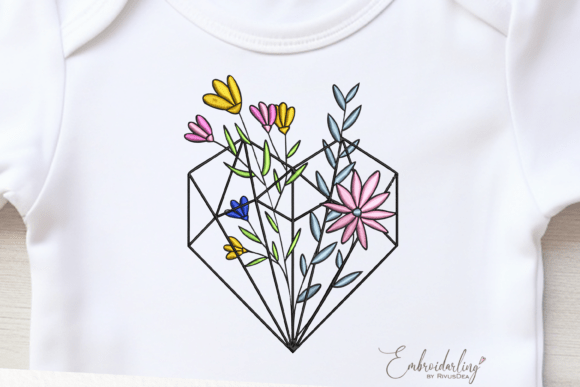 Download Floral Heart Embroidery Design - Design Collection