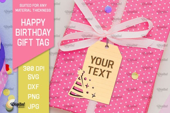 Download Happy Birthday Gift Tag Laser Cut - Day Collection