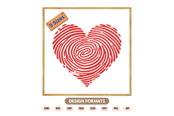 Download Fingerprint Heart Embroidery Design - Design Collection