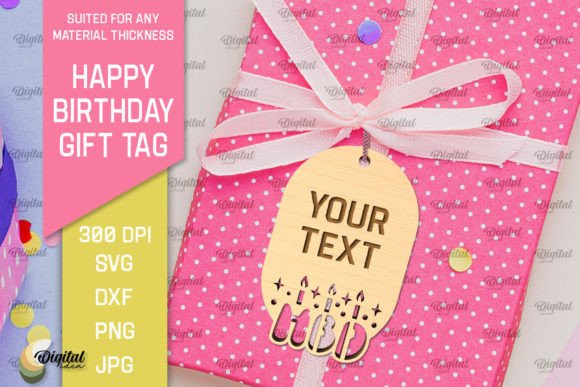 Download Happy Birthday Gift Tag Laser Cut - Day Collection