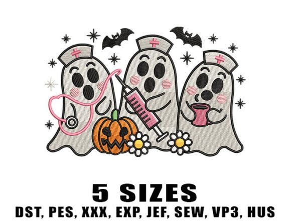Download Pink Nurse Ghost Embroidery Design - Design Collection