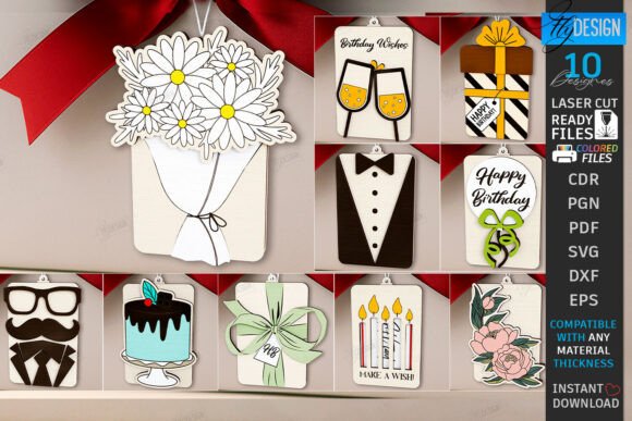 Download Birthday Gift Cards Laser Cut Bundle|CNC - Day Collection