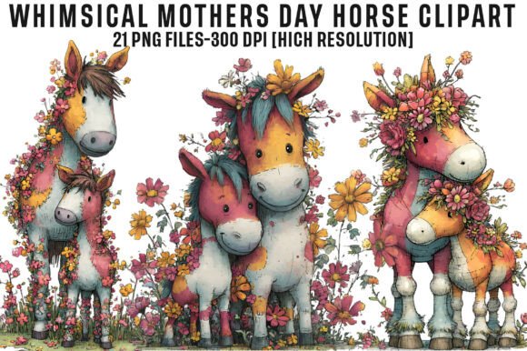 Download Whimsical Mothers Day Horse Clipart PNG - Day Collection