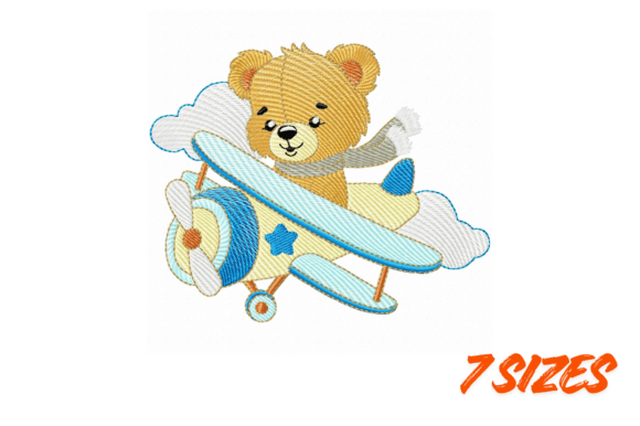 Download Cute Teddy Pilot Embroidery Design - Design Collection