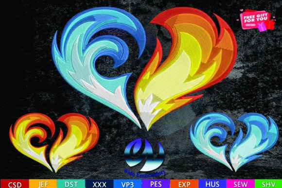 Download Ire and Ice Heart Embroidery Design - Design Collection