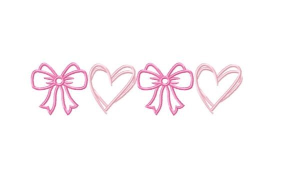 Download Bow and Heart Embroidery Design - Design Collection