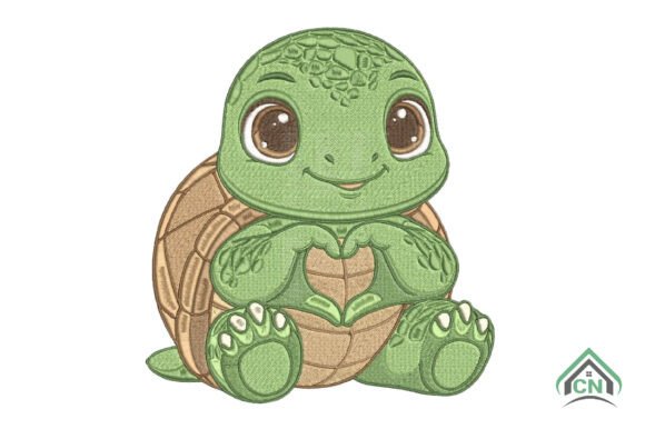 Download Cute Turtle Love Embroidery Design - Design Collection