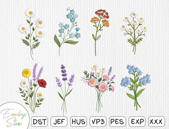 Download Wildflower Bouquet Embroidery Design Set - Design Collection