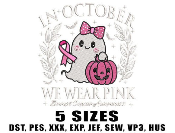 Download Ghost Cancer Ribbon Embroidery Design - Design Collection