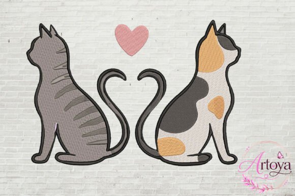 Download Cat Love Embroidery Design - Design Collection